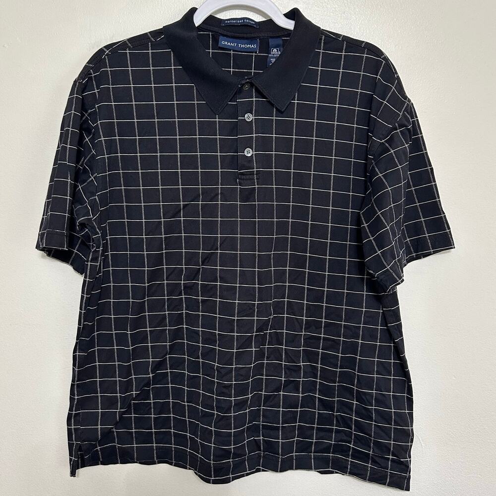 Grant Thomas Men's Medium Mercerized Cotton Windowpane Polo